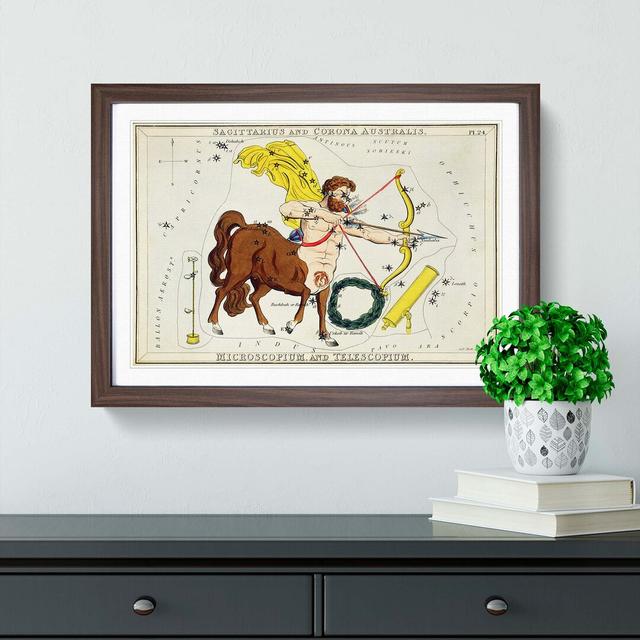 Astronomical Zodiac Chart of the Sagittarius - Picture Frame Painting on Paper East Urban Home Format: Walnut, Size: 24cm H x 33cm W x 2cm D on Productcaster.