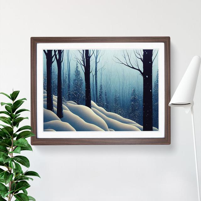 XH1022-10203X Winter Forest Pine Trees Vol.1 - Single Picture Frame Print Alpen Home Frame Colour: Walnut, Size: 25cm H x 34cm W x 2cm D on Productcaster.