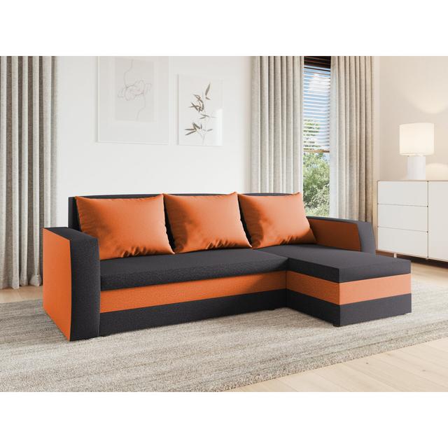 Ecksofa Alecsandru mit Bettfunktion Metro Lane Polsterfarbe: Anthrazit/Orange on Productcaster.