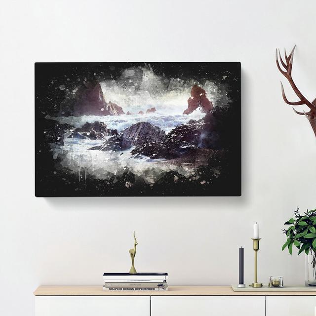 Ocean Crashing Against Rocks - Wrapped Canvas Painting Print East Urban Home Size: 40cm H x 60cm W x 3cm D on Productcaster.