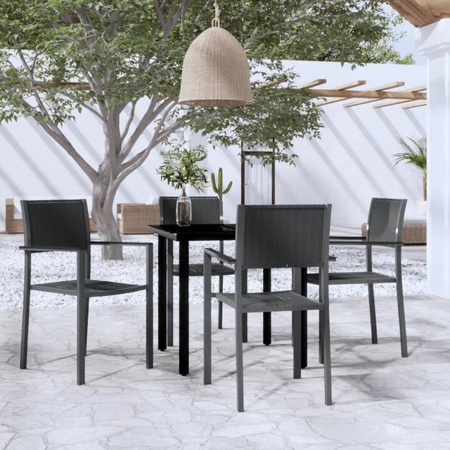 Ebern Designs 5 Piece Garden Dining Set Black, 1 Table, 4 Chair Ebern Designs Colour (Chair Frame): Black on Productcaster.