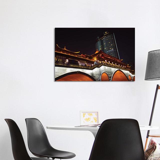 Night View Of Anshun Bridge With Modern High-rise, Chengdu, Sichuan Province, China by Keren Su - Wrapped Canvas Print Brayden Studio Size: 66.04cm H on Productcaster.