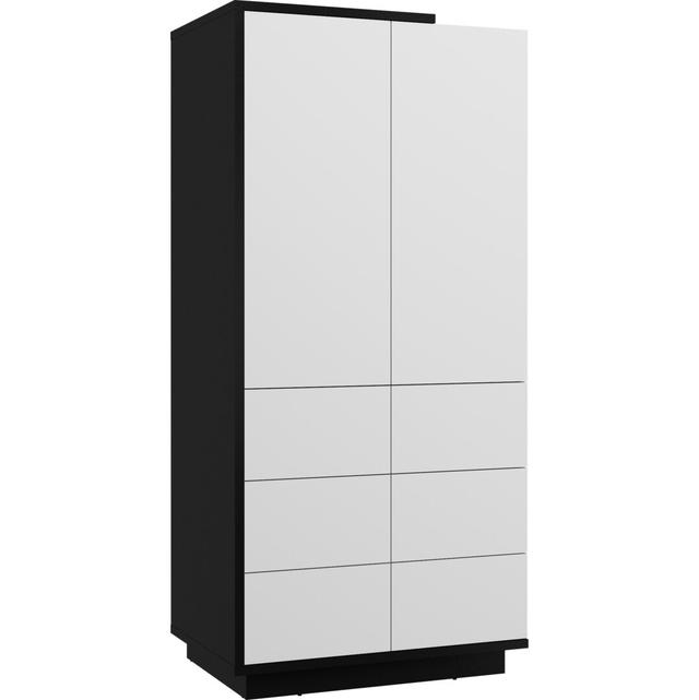 Drehtürenschrank Eliceo Ebern Designs Ausführung: Schwarz/Hochglanzweiß on Productcaster.