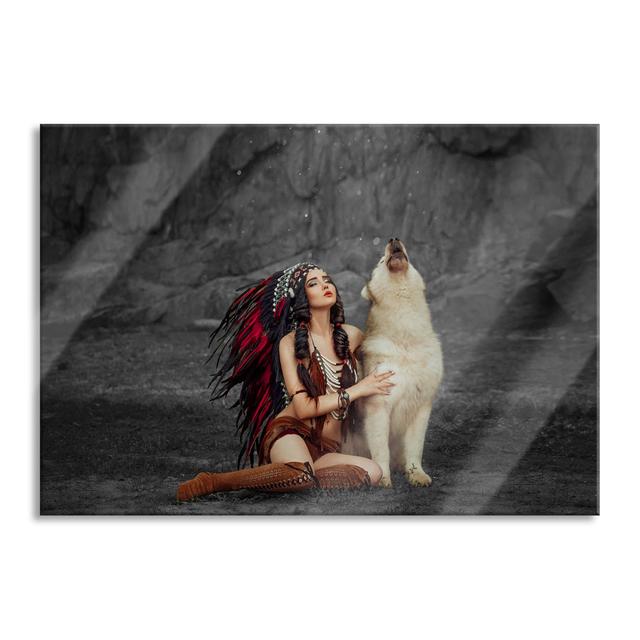 Indian Woman and Howling Wolfhound Detail - Unframed Photograph on Glass Bloomsbury Market Size: 60cm H x 80cm W x 0.4cm D on Productcaster.