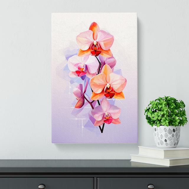 Orchid Flower Geometric No.2 - Wrapped Canvas Art Prints Marlow Home Co. Size: 60cm H x 40cm W x 3cm D on Productcaster.