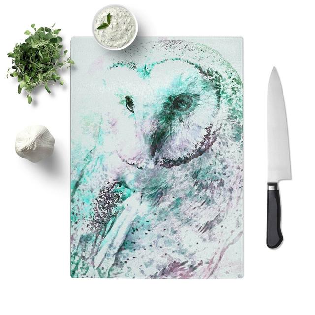 Tempered Glass Barn Owl Art Chopping Board East Urban Home Size: 28.5 cm W x 39 cm L on Productcaster.