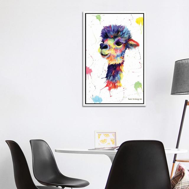 Multicolor Alpaca by Sarah Stribbling - Gallery-Wrapped Canvas Giclée on Canvas Lark Manor Size: 101.6cm H x 66.04cm W x 3.81cm D, Format: White Frame on Productcaster.