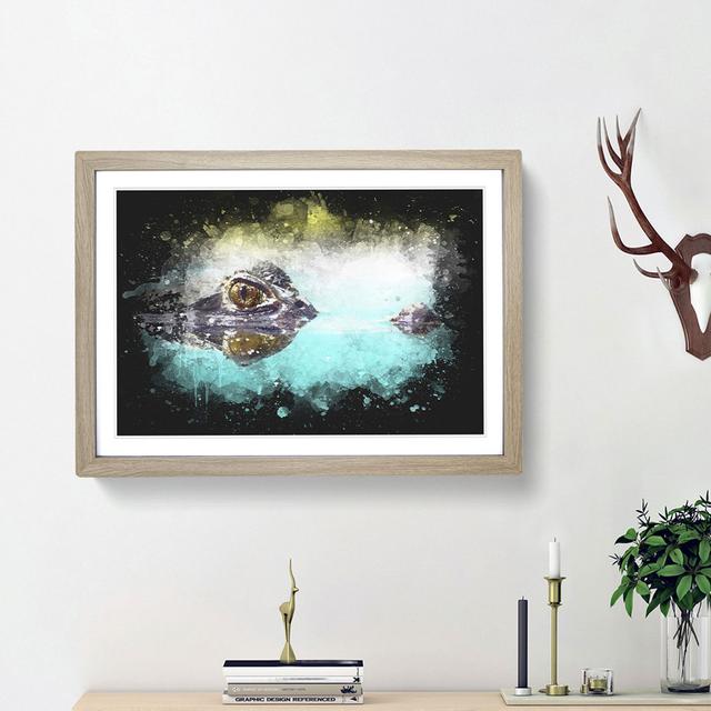 Peering Crocodile - Picture Frame Graphic Art Print East Urban Home Size: 45cm H x 63cm W x 2cm D, Frame Option: Oak Framed on Productcaster.