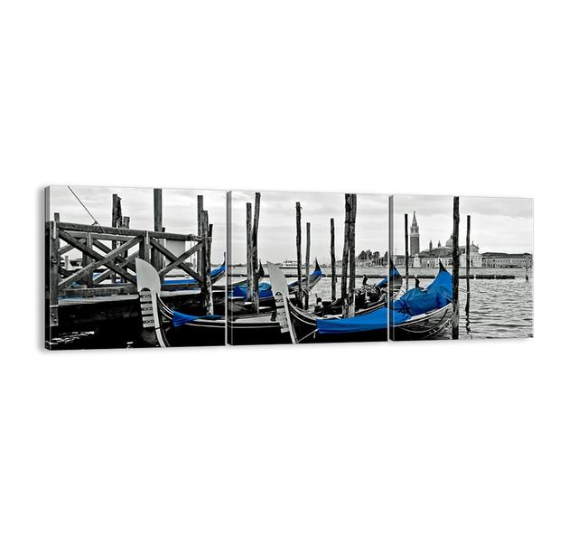 Pensive Venice - 3 Piece Unframed Panoramic Photograph Print Set on Canvas Brayden Studio Size: 50cm H x 150cm W x 1.8cm D on Productcaster.