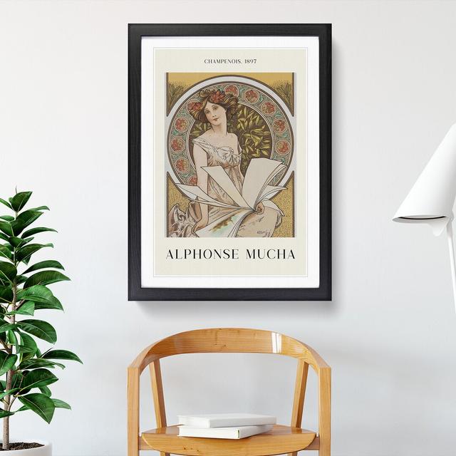 Chamenois Caldenar by Alphonse Mucha - Picture Frame Art Prints East Urban Home Size: 65cm H x 48cm W x 2cm D, Frame Option: Black on Productcaster.