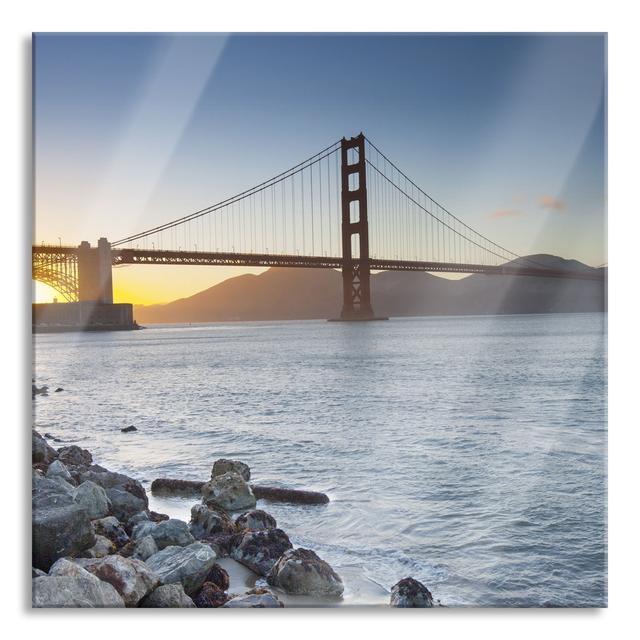 Imposing Golden Gate Bridge - Unframed Photograph on Glass Highland Dunes Size: 80cm H x 80cm W x 0.4cm D on Productcaster.