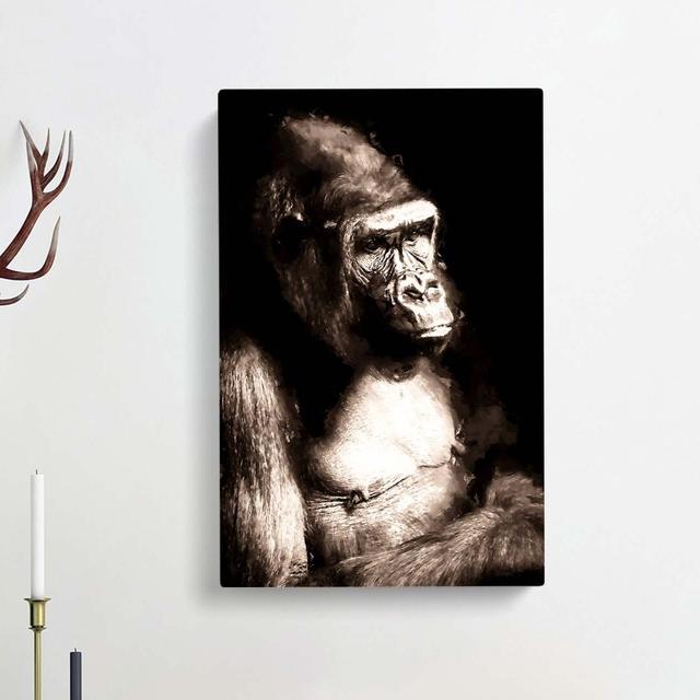 Mighty Silverback Gorilla In Abstract - Wrapped Canvas Painting East Urban Home Size: 91cm H x 60cm W x 3cm D on Productcaster.