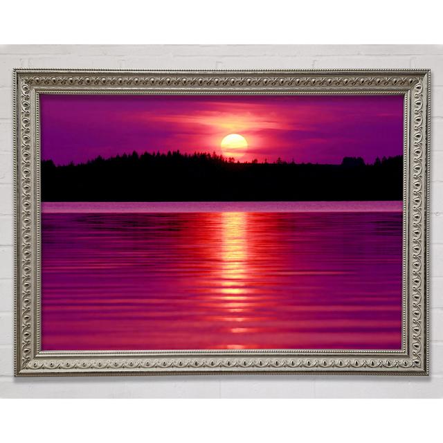 Pink Lake Reflections Framed Print Highland Dunes Size: 59.7cm H x 84.1cm W x 3cm D on Productcaster.