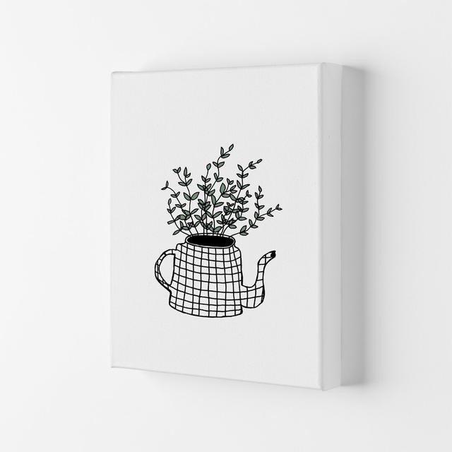 Teapot Plants Green by Carissa Tanton - Wrapped Canvas Print Ophelia & Co. Size: 29.7cm H x 21cm W x 4cm D on Productcaster.