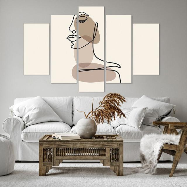 Drawing Single-Line Woman - 5 Piece Wrapped Canvas Painting Ivy Bronx Size: 100cm H x 150cm W x 1.8cm D on Productcaster.