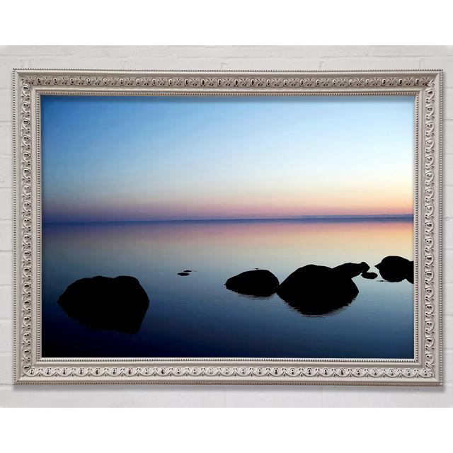 Tranquil Stepping Stone Ocean Framed Print House of Hampton Size: 59.7cm H x 84.1cm W x 3cm D on Productcaster.