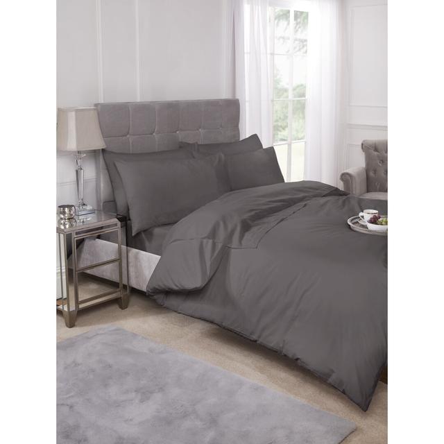 180 Thread Count Cotton Blend Percale Fitted Sheet Symple Stuff Colour: Grey, Size: Kingsize on Productcaster.