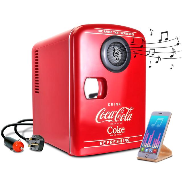 4L Coca Cola Mini Fridge with Wireless Speaker - Red Koolatron Europe on Productcaster.