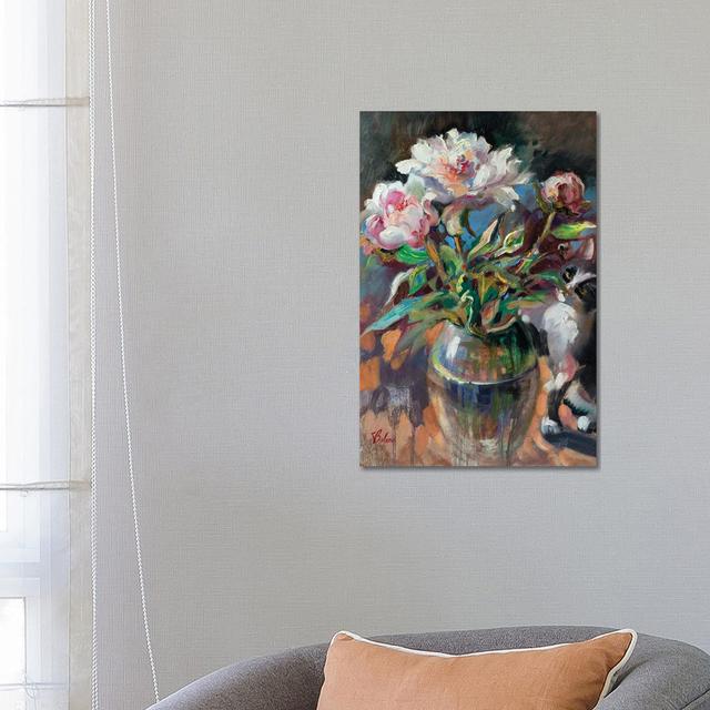 Bouquet Of Pink Peonies by Katharina Valeeva - Wrapped Canvas Painting ClassicLiving Size: 66.04cm H x 45.72cm W x 1.905cm D on Productcaster.