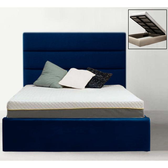 Maelia Upholstered Panel Bed Ebern Designs Colour: Marine, Size: Double (4'6) on Productcaster.