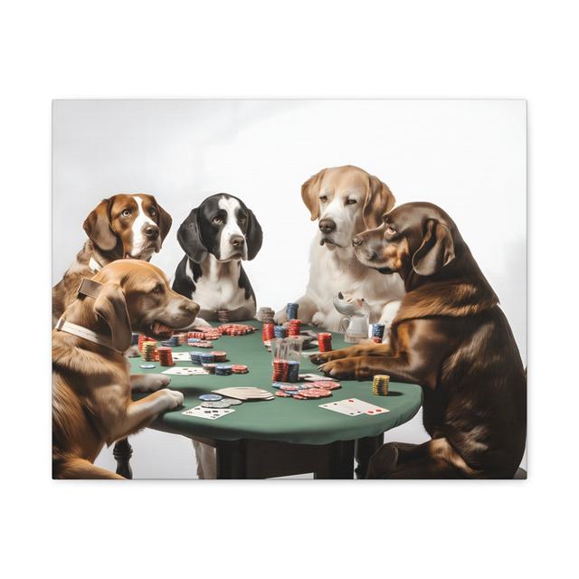 Dogs Playing Poker Funny Game Playing Card Canvas Wall Art Happy Larry Size: 16cm H x 20cm W on Productcaster.