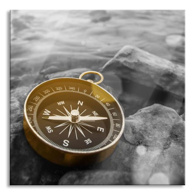 Beautiful Compass Wanderlust - Unframed Photograph on Glass Longshore Tides Size: 60cm H x 60cm W x 0.4cm D on Productcaster.