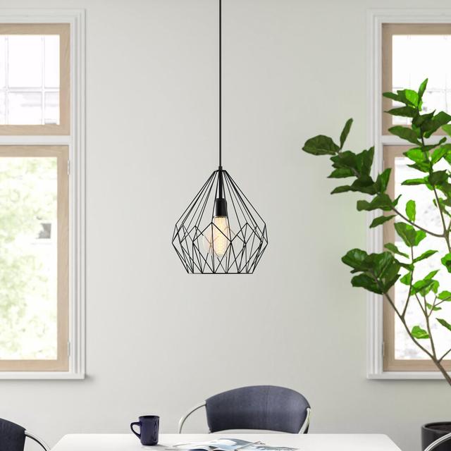 Wynter 1 - Light Geometric Pendant Zipcode Design Finish: Black on Productcaster.