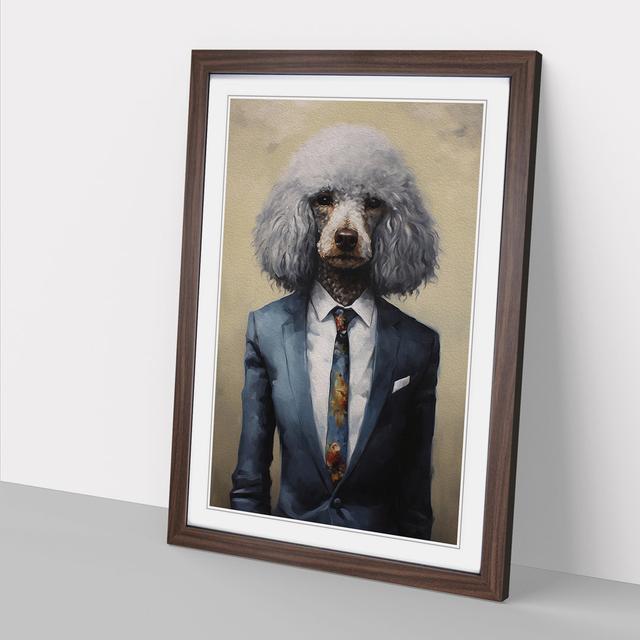 Poodle in a Suit Painting No.5 Happy Larry Format: Walnut Framed, Size: 64cm H x 46cm W x 2cm D on Productcaster.