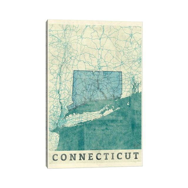 Connecticut Map by - Wrapped Canvas Graphic Art Borough Wharf Size: 66.04cm H x 45.72cm W x 3.81cm D on Productcaster.