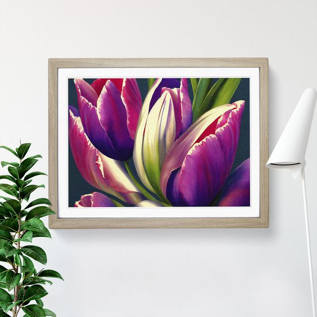 Dreamy Tulip Flowers - Picture Frame Painting 17 Stories Size: 25cm H x 34cm W x 2cm D, Frame Colour: Oak on Productcaster.