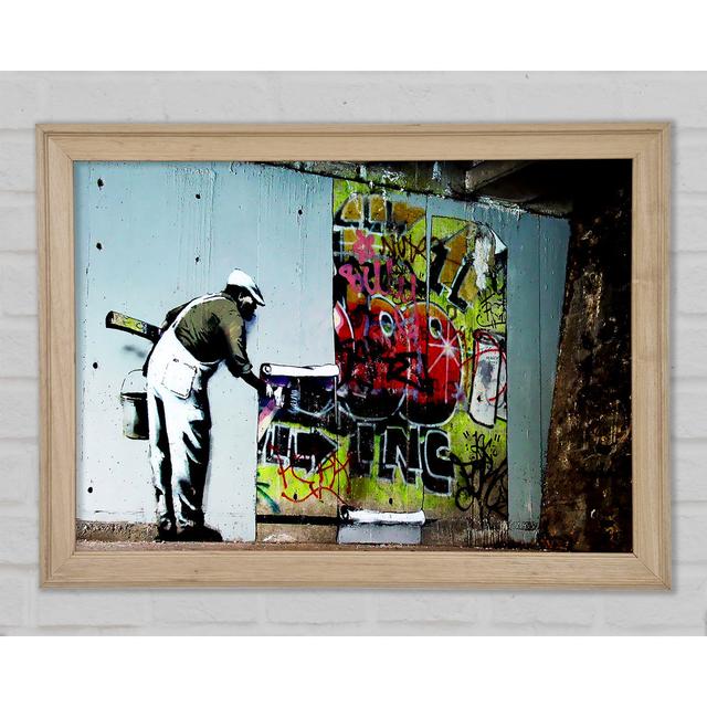 Grafitti Wallpaper Framed Print Happy Larry Size: 59.7cm H x 84.1cm W x 1.5cm D on Productcaster.