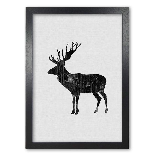 'Moose Animal Art' Graphic Art in Black East Urban Home Format: Black Grain Frame, Size: 60 cm H x 42 cm W x 5 cm D on Productcaster.