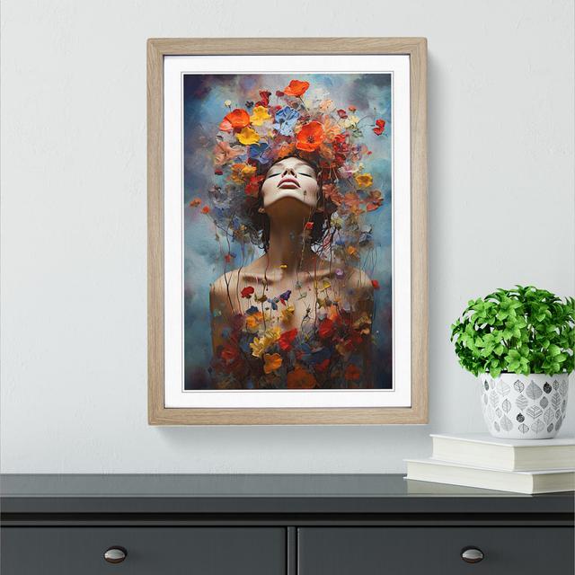 XYZ-FRM-V1223-6530 Wildflowers Conceptual - Single Picture Frame Print on Wood Big Box Art Frame Colour: Oak, Size: 64cm H x 46cm W x 2cm D on Productcaster.