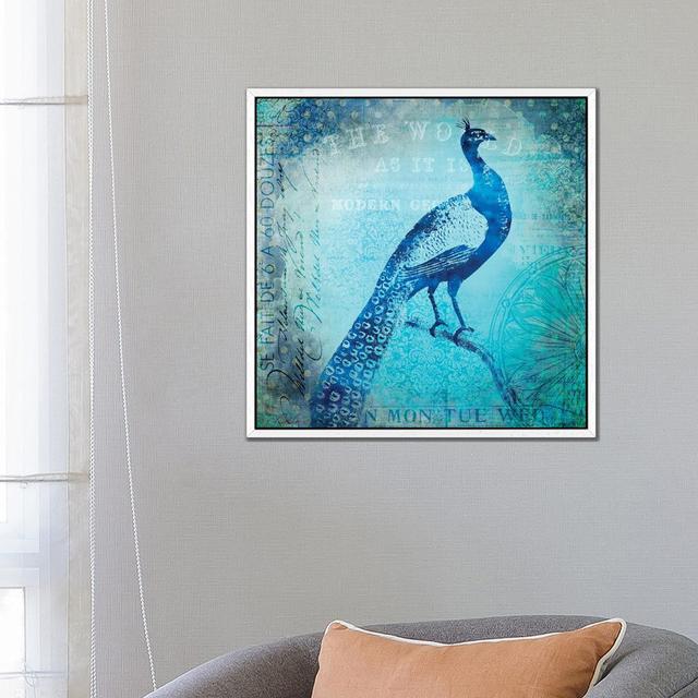 Peacocks Journey by Andrea Haase - Gallery-Wrapped Canvas Giclée on Canvas Lark Manor Format: White Floater Framed, Size: 66.04cm H x 66.04cm W on Productcaster.