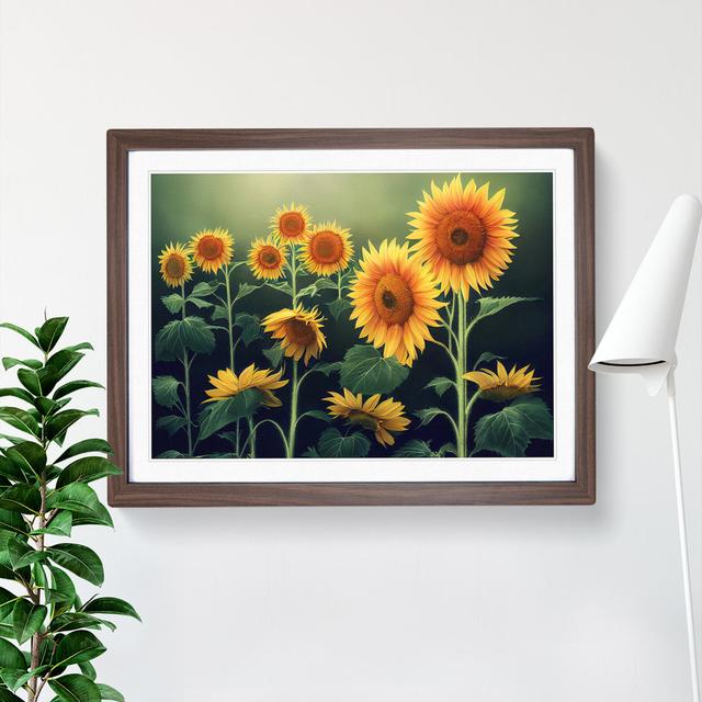 Masterful Sunflowers - Picture Frame Graphic Art Brambly Cottage Size: 34cm H x 46cm W x 2cm D, Frame Colour: Walnut on Productcaster.