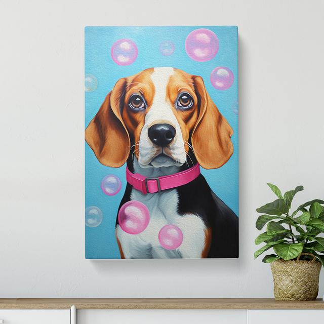 Beagle Bubble Gum - No Frame Print Marlow Home Co. Size: 60cm H x 40cm W x 3cm D on Productcaster.