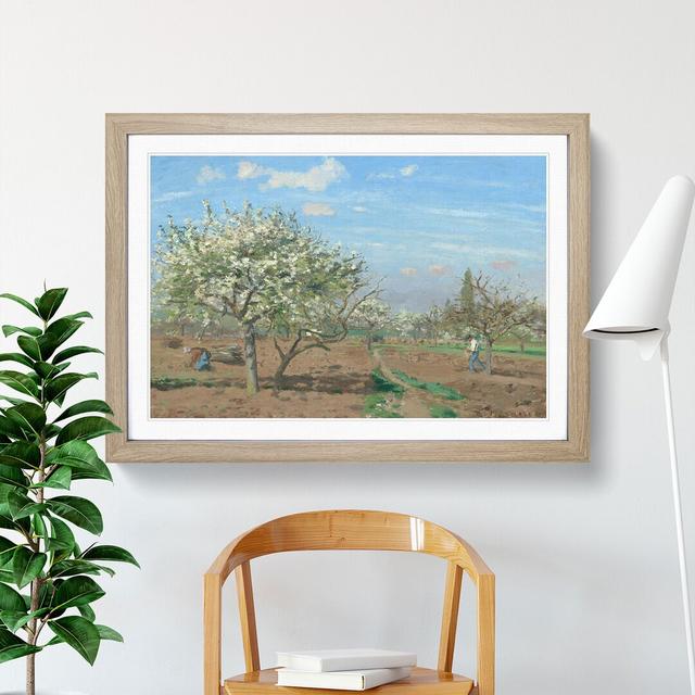 Orchard in Bloom by Camille Pissarro - Picture Frame Painting East Urban Home Frame Option: Oak Framed, Size: 36cm H x 48cm W x 2cm D on Productcaster.