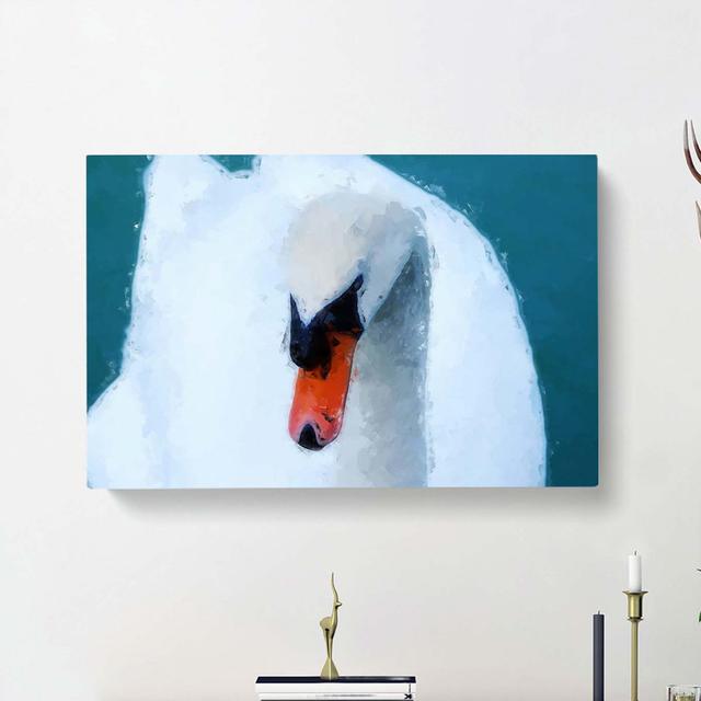 Swan Upon A Green Lake In Abstract - Wrapped Canvas Painting East Urban Home Size: 35cm H x 50cm W x 3cm D on Productcaster.