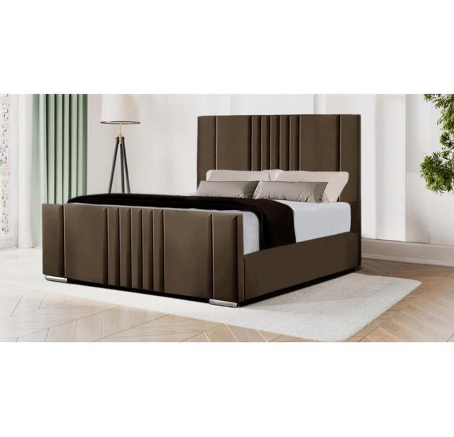 Jovan Upholstered Bed Canora Grey Size: Small Double (4'), Colour: Brown on Productcaster.