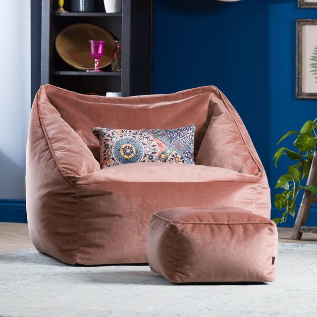 icon Natalia Velvet Giant Bean Bag Armchair & Footstool Isabelle & Max Upholstery Colour: Dusk Pink on Productcaster.