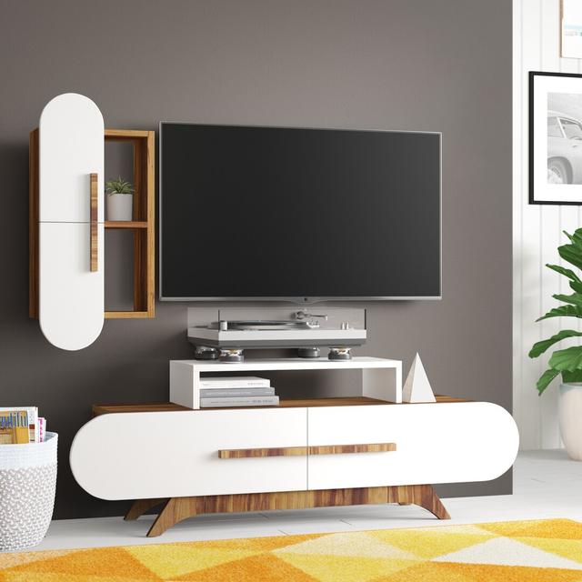 Albia Entertainment Unit for TVs up to 49" Hashtag Home Colour: Walnut/White on Productcaster.