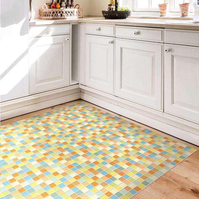 Goryana Mosaic Tiles Summer Yellow/Blue/Orange Indoor/Outdoor Rug Ebern Designs Rug Size: Square 60cm on Productcaster.