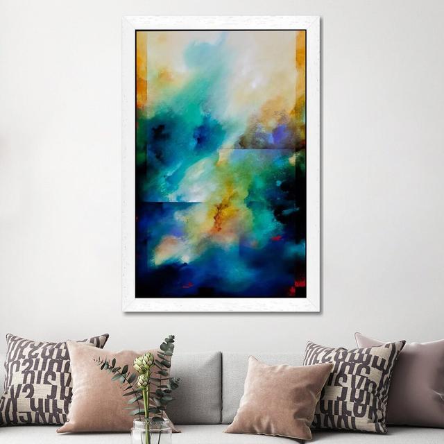 'Aqua Breeze' - Floater Frame Painting Print on Canvas Ebern Designs Frame Option: White, Size: 66.04cm H x 45.72cm W x 3.81cm D on Productcaster.