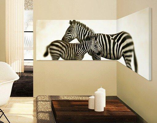 Pair of Zebras - 2 Piece Wrapped Canvas Graphic Art Print Set East Urban Home Size: 120cm L x 40cm W, Edge: Inward corner on Productcaster.