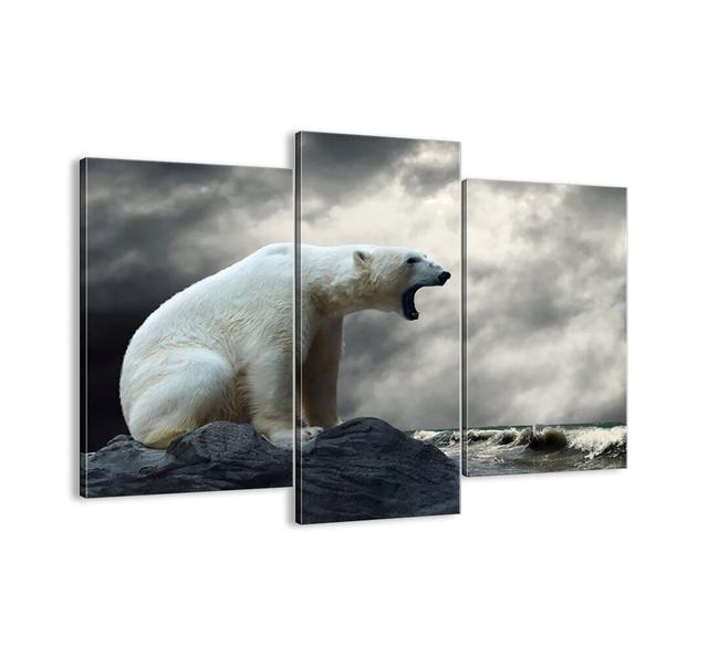 Lonely King of the Arctic - 3 Piece Unframed Photograph Print Set on Canvas Brayden Studio Size: 100cm H x 130cm W x 1.8cm D on Productcaster.