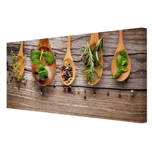 Herbs and Spices - Wrapped Canvas Graphic Art Print East Urban Home Size: 100cm L x 50cm W x 2cm D on Productcaster.