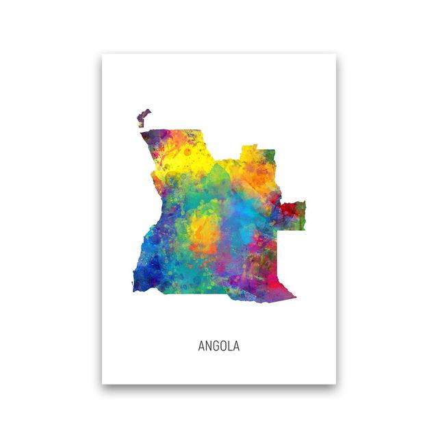 Angola Watercolour Map by Michael Tompsett - Graphic Art Latitude Run Format: Unframed, Size: 42cm H x 30cm W x 1cm D on Productcaster.