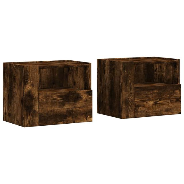 Latitude Run Wall-Mounted Bedside Cabinets 2 Pcs 45X30x35 Cm (Set of 2) Latitude Run Colour: Smoked Oak on Productcaster.