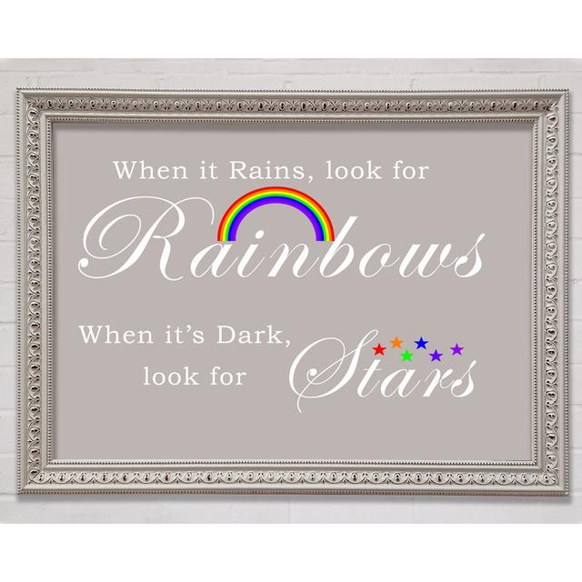 When It Rains Look For Rainbows 2 Beige Framed Print Happy Larry Colour: White, Size: 100cm H x 141.4cm W on Productcaster.