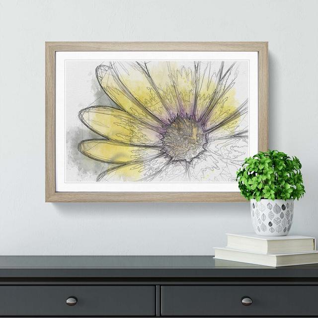 Yellow Gerbera Flower in Abstract - Picture Frame Graphic Art Print East Urban Home Frame Option: Oak, Size: 35cm H x 50cm W x 2cm D on Productcaster.